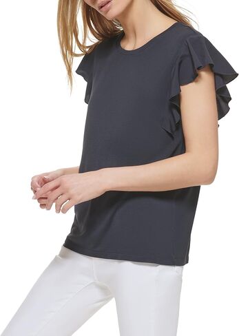 DKNY Women's Everyday Flutter Sleeve Knit Top in Kuwait