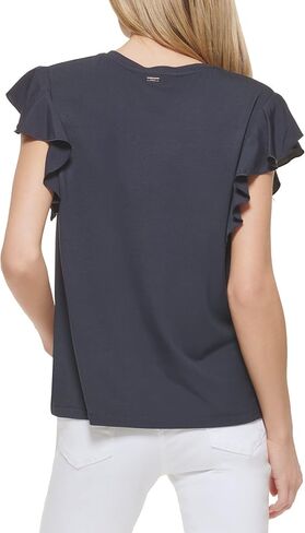 DKNY Women's Everyday Flutter Sleeve Knit Top in Kuwait