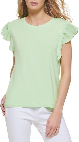 DKNY Women's Everyday Flutter Sleeve Knit Top in Saudi Arabia