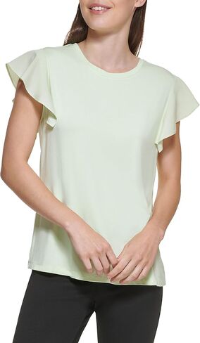 DKNY Women's Everyday Flutter Sleeve Knit Top in Kuwait