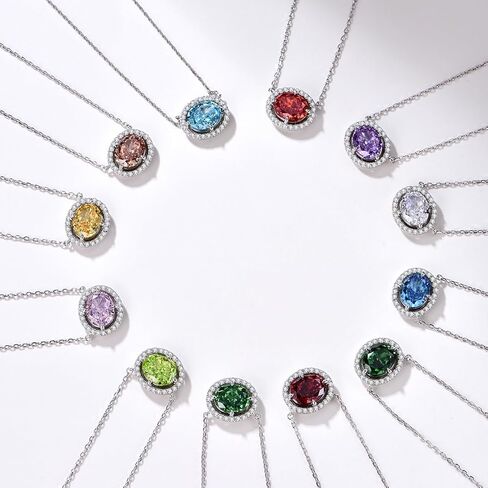 3ct 925 الفضة الاسترليني البيضاوي لذيذ مكعب زركونيا هالة قلادة سحق الجليد قطع تشيكوسلوفاكيا الماس قلادة 12 شهر جوهرة القلائد الذكرى هدايا عيد ميلاد للنساء in Kuwait