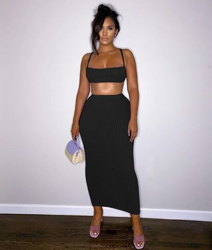 طقم فستان نسائي مكون من قطعتين وربطة عنق وأعلى أكمام قصيرة ونادي حفلات مثير مكون من قطعتين in Kuwait