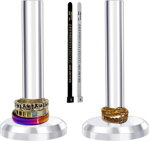 حامل مجوهرات لخواتم اليد من قطعتين، حامل عرض المجوهرات، حامل تخزين خواتم اكريليك شفاف كريستالي، خاتم الاصبع/ خاتم الزواج، منظم عرض خواتم ديكور لغرفة النساء in Kuwait