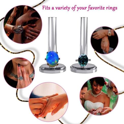 حامل مجوهرات لخواتم اليد من قطعتين، حامل عرض المجوهرات، حامل تخزين خواتم اكريليك شفاف كريستالي، خاتم الاصبع/ خاتم الزواج، منظم عرض خواتم ديكور لغرفة النساء in Kuwait