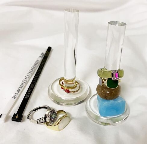 حامل مجوهرات لخواتم اليد من قطعتين، حامل عرض المجوهرات، حامل تخزين خواتم اكريليك شفاف كريستالي، خاتم الاصبع/ خاتم الزواج، منظم عرض خواتم ديكور لغرفة النساء in Kuwait