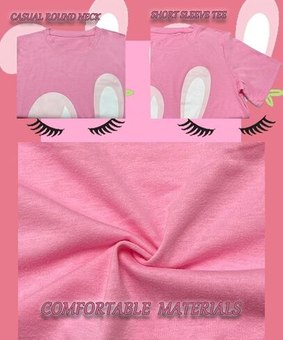 Women Easter Bunny T Shirt Cute Rabbit Graphic Tees Easter Gift Shirts Summer Casual Short Sleeve Cartoon Tee Tops in Saudi Arabia