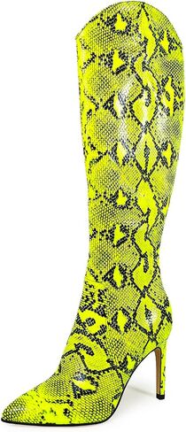 Jimishow Snakeskin Boots For Women Knee High Heels Stiletto Pointy snake skin Print Fashion Boots Size 5-13 US in Saudi Arabia