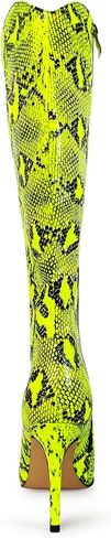 Jimishow Snakeskin Boots For Women Knee High Heels Stiletto Pointy snake skin Print Fashion Boots Size 5-13 US in Saudi Arabia