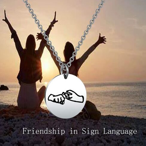 BEKECH ASL Necklace Friendship in Sign Language Charm Pendant Necklace Sign Language Jewelry ASL Friendship Gift ASL BFF Gift in Saudi Arabia