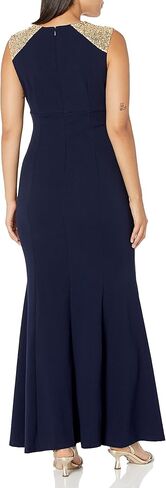 S.L. Fashions Women's Long V-Neck Sleeveless Fit and Flare Dress Sequin and Slit in Kuwait