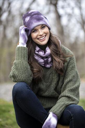 Britt's Knits Womens Mantra Soft Winter Tie Dye Knit Warm Cuffed Skull Beanie Hat Cap in Saudi Arabia