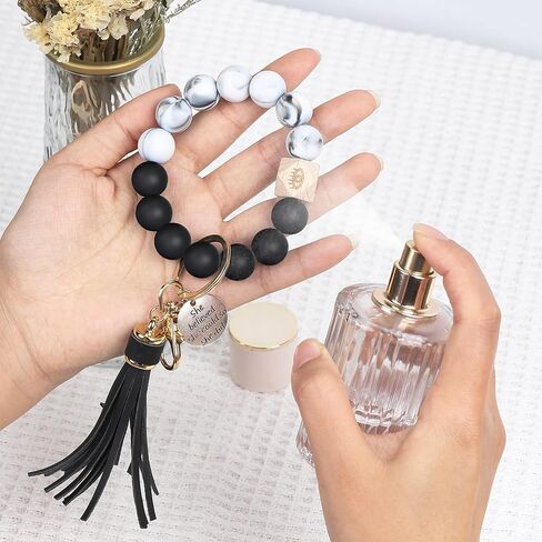 brvayirl Keychain Wristlet Stretchy Bracelet,with Evil Eye Beads,Tassel,with Pendant She Believed She Could So She Did,Practical Gifts For Yourself or Daughter Mom Best Friends in Kuwait