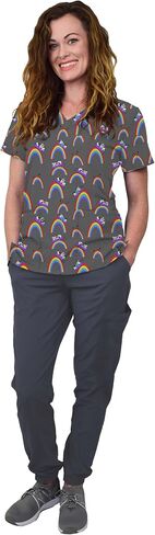 Green Town Scrubs for Women Scrub Set - Print Top and Jogger Pant, Easy Care Uniforms in Saudi Arabia