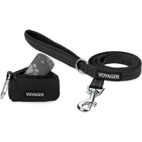 مقود فوييجر عاكس للكلاب بمقبض من النيوبرين، 5 قدم. مجموعة حامل أكياس البراز الشبكية القابلة لإعادة الاستخدام للسفر والمشي والحديقة والاستخدام في الهواء الطلق، ناعمة ومتينة مع مشبك - فوشيا in Kuwait