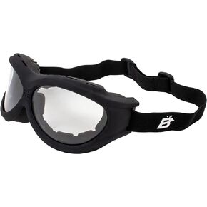 Birdz Eyewear - The Buzzard - Padded Motorcycle Riding Goggle Fits Over Glasses (Black Frame/Clear Lens)