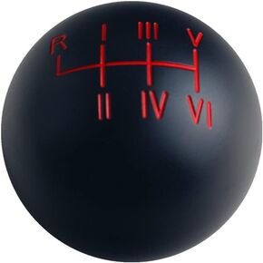 DEWHEL Black/Red Aluminum Sphere Weighted Roman Numerals Scale Manual Shift Knob 6 Speed Short Throw Shifter M10X1.5 M12X1.25 M10X1.25 M8X1.25 Adapter Thread Reverse on Top Left