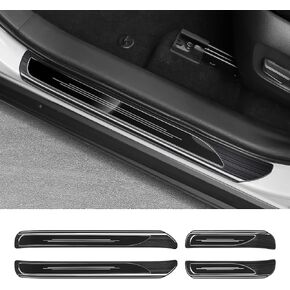 4 Pcs Door Sill Protector for 2024 2023 2022 2021 2020 2019 Toyota RAV4 Accessories Stainless Steel Front and Rear Door Car Pedal Kick Protection (Black Brushed)
