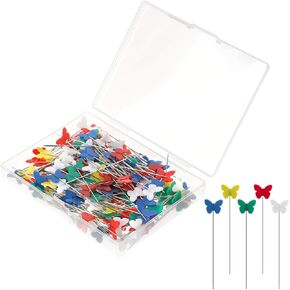200Pcs Straight Pins Sewing Pins Flat Head Straight Pins Sewing Pins Flat Butterfly Head Pins Quilting Pins for Sewing DIY Projects Dressmaker Jewelry Decoration （Assorted Colors）