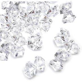 Jucoan 1000 PCS Fake Ice Cubes, 5 lbs 1 Inch Irregular Acrylic Crushed Ice Rocks, Artificial Crystals Diamond, Clear Acrylic Treasure Gems for Table Scatters, Vase Filler, Wedding, Party Decoration