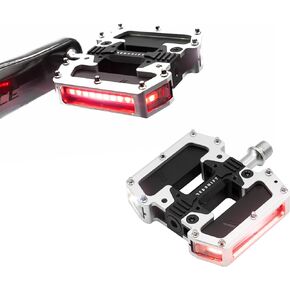 REDSHIFT ARCLIGHT PRO Flat Bicycle Pedals with LED Lights, Auto On-Off, 36+ hr Battery, USB Rechargeable, Weatherproof, Flat Aluminum Bike Pedal with 9/16in Steel Spindle and Traction Pins