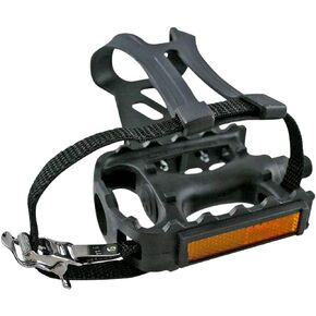 evo Bike Pedals with Straps and Toe Clips - 9/16-Inch Spindle Resin/Alloy Bicycle Pedals