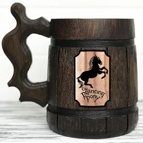 Prancing Pony Mug Gift. Lord Rings Wooden Beer Stein. Fathers Day Gifts. Christmas Gift for Husband. Birthday Gifts For Him. Wooden Beer Mug Beer Tankard 17oz / k95 in Saudi Arabia