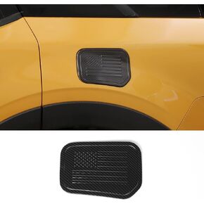 Compatible with Ford Bronco Sport 2021-2023, American Flag Fuel Filler Cap Gas Door Cover Trim (Carbon Fiber)