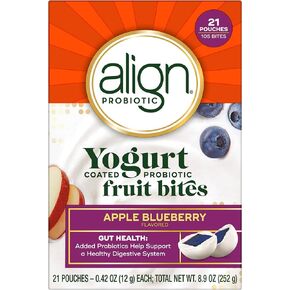 Align Probiotic, Yogurt Coated Probiotic Fruit Bites, Added Probiotic Helps Support Digestive Health, 21 Pouches, 105 Bites