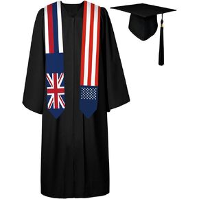 72 Inch Hawaii Flag and USA Flag Graduation Sash Unisex Adults Graduation Stole Scarf Class of 2024 (Not Include Baccalaureate Gown and Hat)