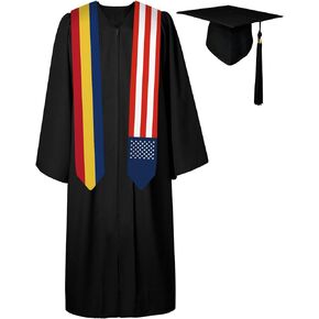 72 Inch Romania Flag and USA Flag Graduation Sash Unisex Adults Graduation Stole Scarf International Class of 2024 (Not Include Baccalaureate Gown and Hat)