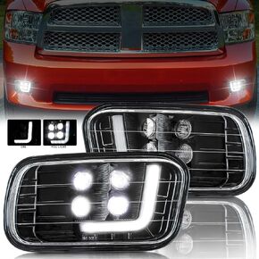 KEWISAUTO LED Fog Lights with L-type DRL for Dodge Ram 1500 09-12, Bumper Driving Fog Lamps Daytime Running Lights for Dodge Ram 1500 2009-2012 / Ram 2500 2010-2014 / Ram 2500 2010-2012 Accessories