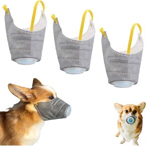 3 Pcs Adjustable Dog Gas Mask, Reusable Dog Muzzles,Breathable Dog Air Filter Mask,Dog Respirator Mask,Muzzle for Large Dog and Small Dog,Grey (Small)
