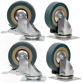 8 Packs 3 Inches (4 with Brakes, 4 Without),360 Degree Swivel Caster Wheels Set,KINJOEK Polyvinyl Chloride Caster Wheels with Brakes for Carts, Furniture, Workbench, Trolley, 880lb Total Capacity,Gray
