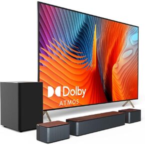 ULTIMEA 5.1 Sound Bar Compatible with Dolby Atmos, Peak Power 410W, Surround Sound System for TV with Subwoofer, Sound Bar for Smart TV, Surround and Bass Adjustable Home Theater, Poseidon D60