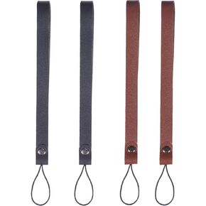 YOUOWO Wrist lanyards 4 Pack PU Black Leather Wrist Lanyard for Keys Wraps Wristlet Keychain Black Brown Lanyard Hand Wrist Lanyard Keychain Car Key