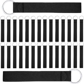 Hicarer 30 Pieces Black Wristband Keychain Lanyard Wristband Keychain for Summarize Small Pendants Such as Keys