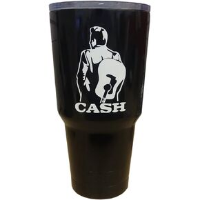 Cash (White) country music die cut Genuine ViaVinyl decal for automobile windows, Yeti and RTIC tumbler cups, Macbooks and laptops, iPhones and Android cell phones, iPads and tablets and more!