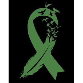 Gall Bladder Bile Duct Bird Feather Cancer Ribbon Vinyl Decal | Green | Made in USA by Foxtail Decals | for Car Windows, Tablets, Laptops, Water Bottles, etc. | 2.6 x 4.5 inch