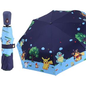 Kids Folding Umbrella Automatic Open Children Cartoon Umbrella Travel Umbrella Windproof Compact Cute Umbrella for Boys Girls Women