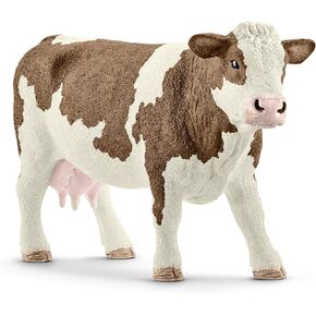 Schleich Farm World Simmental Cow Toy Figurine - Educational and Durable Farm Animal Toy Figure, Fun and Imaginative Play for Boys and Girls, Gift for Kids Ages 3+