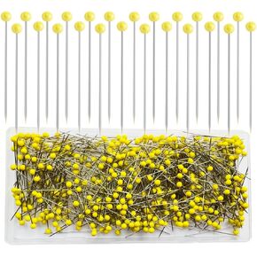 Sunenlyst 500 PCS Straight Pins, 1.75IN Quilting Pins Long Yellow Glass Ball Head Sewing Pins for Fabric, Stainless Steel Dressmaker for Sewing, Crafts, Jewelry Making, DIY