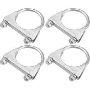 Round U Bolt Clamp/Muffler Exhaust Clamps for Car RV Truck Boat/Durable Mild Steel 2.25" ID 58mm / 4 Pcs Silver Tone