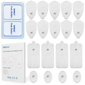 Domas 18 Pack TENS Unit Replacement Pads Reuse 50 Times, Multi-Size Tens Unit Electrode Pads Certificated Latex-Free, Snap Electrode Pads for Tens Unit with Standard 3.5mm snap-on Connector…