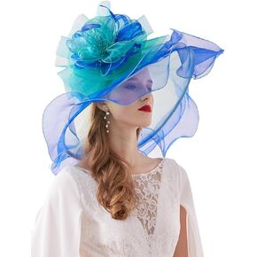 Women's Organza Headdress Derby Hat Flower Tea Party Wedding hat 05-Light Green …