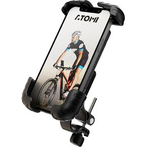 Atomi Phone Holder, Motorcycle Phone Mount - Motorcycle Handlebar Cell Phone Clamp, Scooter Phone Clip for iPhone 14 Plus/Pro Max, 13 Pro Max, S9, S10 and More 4.7" to 6.8" Smartphones