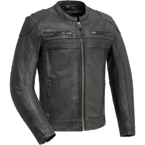 First Mfg Co - Nemesis - Men's Motorcycle Biker Riding Black Leather Jacket