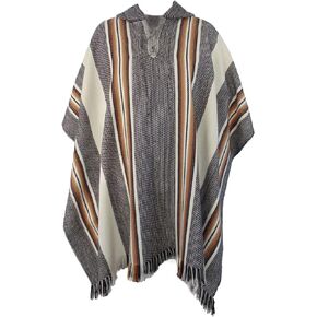 Gamboa Alpaca Wool Poncho Men Panchos Mexican with Hood Adult Cowboy and Western Hippie Poncho para Hombre