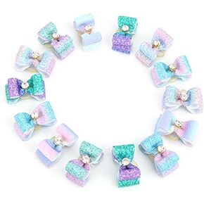 25Pcs Pet Bowknot Hair Bands, Pet Rubber Bands Gradient Ramp Pets Hair Rubber Band Rope Dog Puppy Bow Patter Hair Rope Pet Grooming Bows