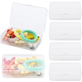 BATTIPAW 12PCS Hair Tie Organizer, Transparent Mini Storage Box, Rectangle Clear Plastic Storage Container, Portable Small Items Holder with Lid for Home, Offices, Business Trips, Travels (12PCS)