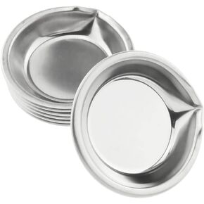 E-outstanding 6Pcs Makeup Palette Small Round Paint Tray Artist Watercolours Paint Mixing Tray Stainless Steel 5cm